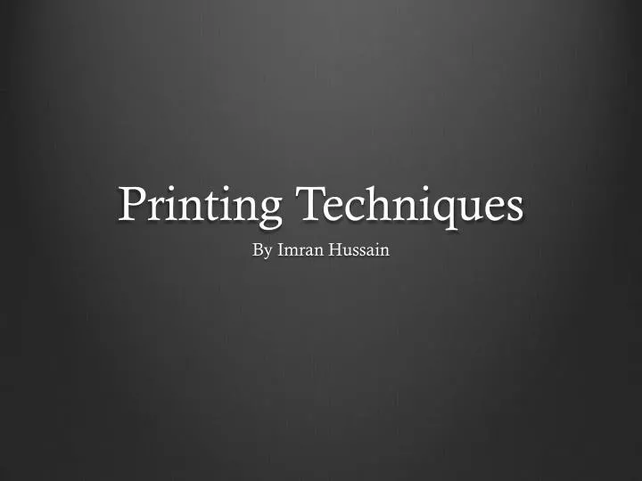 printing techniques