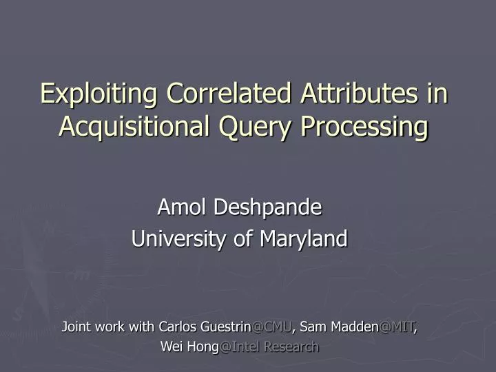 exploiting correlated attributes in acquisitional query processing