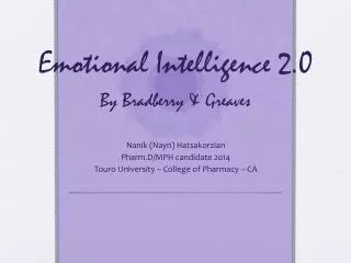 Emotional Intelligence 2.0 By Bradberry &amp; Greaves