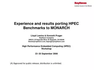 Overview of HPEC Benchmarks