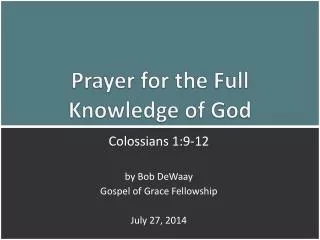 Prayer for the Full Knowledge of God