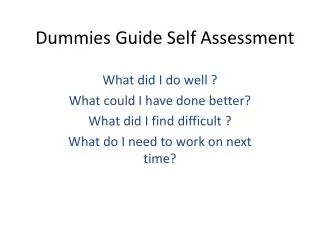 Dummies Guide Self Assessment