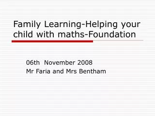 Family Learning-Helping your child with maths-Foundation