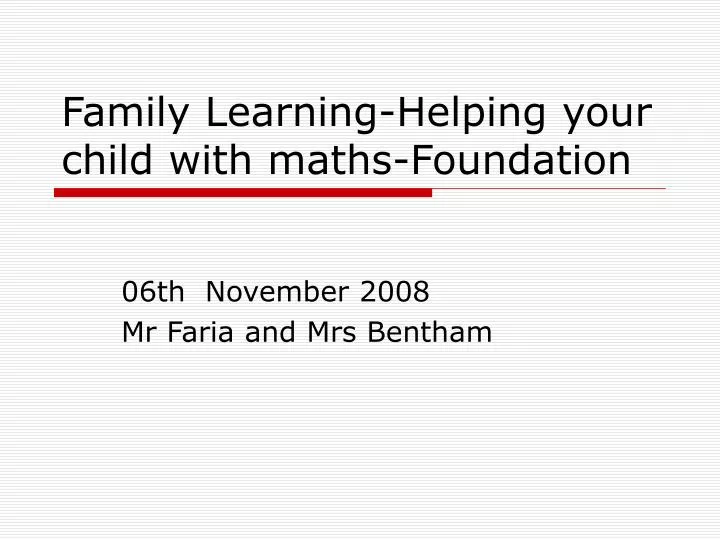 family learning helping your child with maths foundation