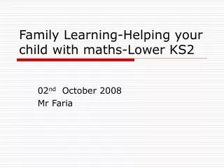 Family Learning-Helping your child with maths-Lower KS2