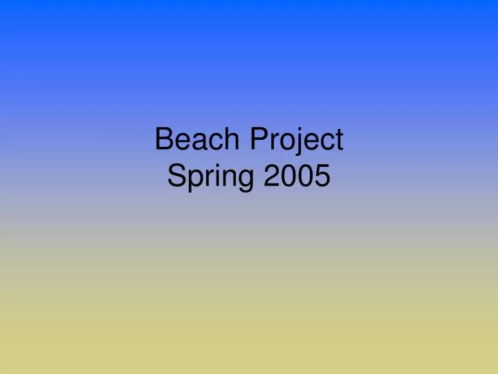 beach project spring 2005