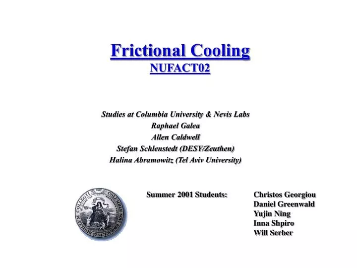 frictional cooling nufact02