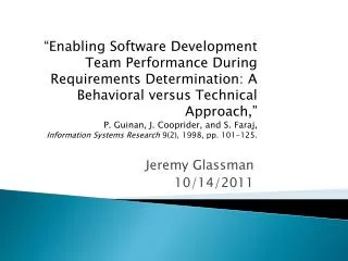 Jeremy Glassman 10/14/2011