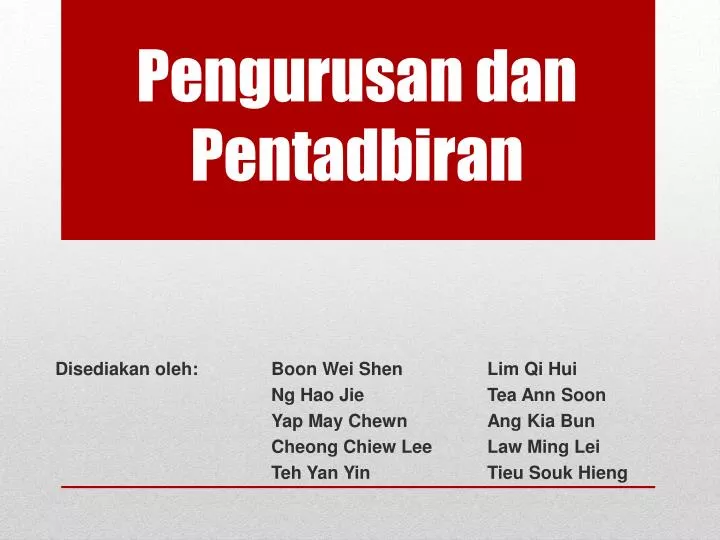 pengurusan dan p entadbiran