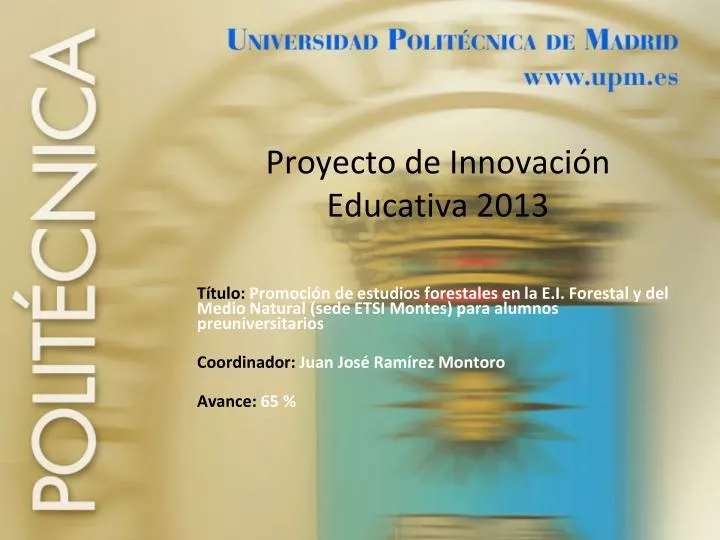 proyecto de innovaci n educativa 2013