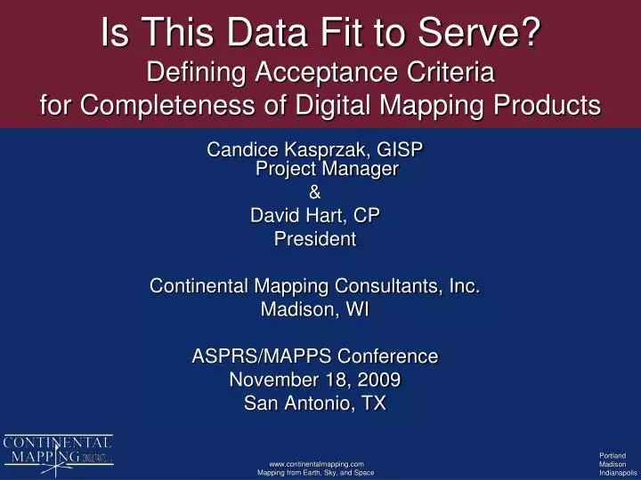 is this data fit to serve defining acceptance criteria for completeness of digital mapping products
