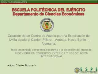 ESCUELA POLITÉCNICA DEL EJÉRCITO Departamento de Ciencias Económicas
