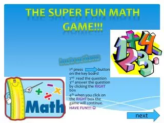 The super fun math game!!!