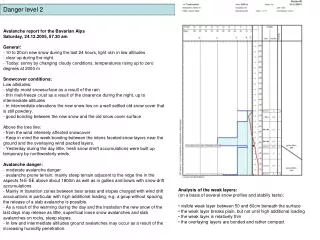 Analysis of the weak layers: (on a basis of several snow profiles and stabiliy tests):