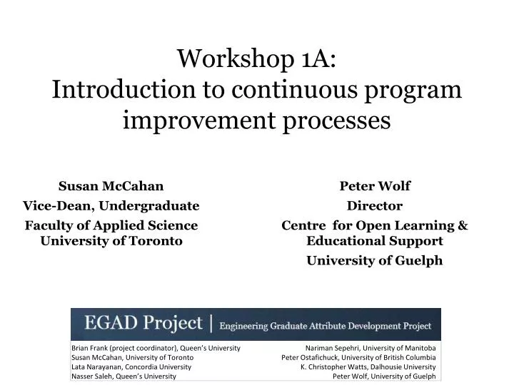 workshop 1a introduction to continuous program improvement processes