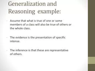 Generalization and Reasoning example: