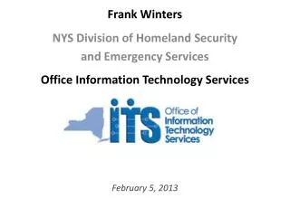 Frank Winters NYS Division of Homeland Security and Emergency Services