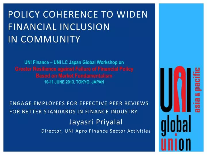 policy coherence to widen financial inclusion in community