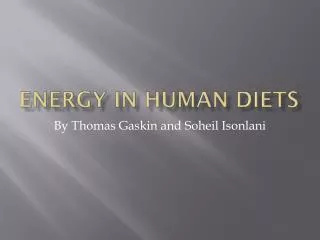 energy in human diets