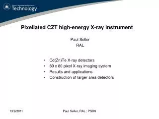 Cd (Zn)Te X-ray detectors 80 x 80 pixel X-ray imaging system Results and applications