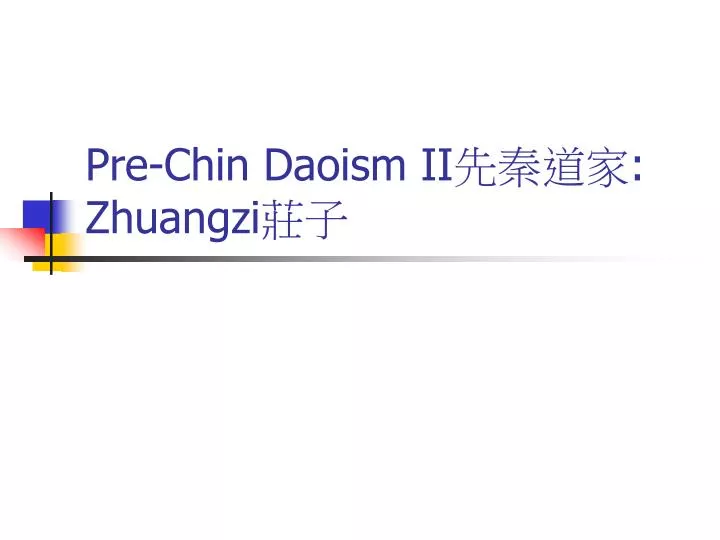 pre chin daoism ii zhuangzi