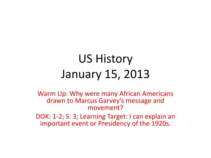 us history january 15 2013