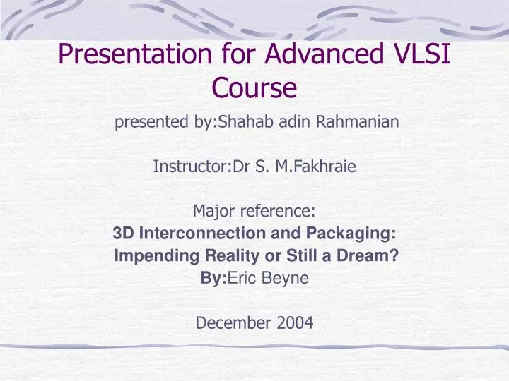 presentation for advanced vlsi course