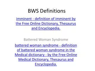 BWS Definitions