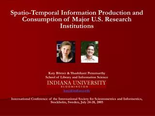 Spatio-Temporal Information Production and Consumption of Major U.S. Research Institutions