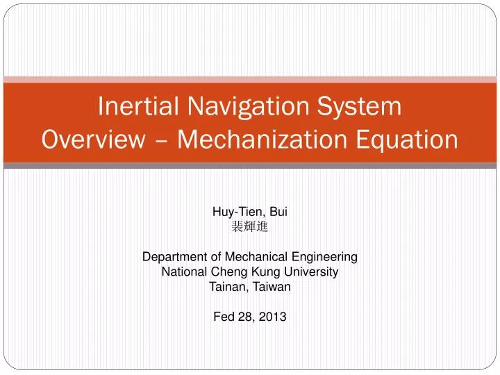 inertial navigation system overview mechanization equation