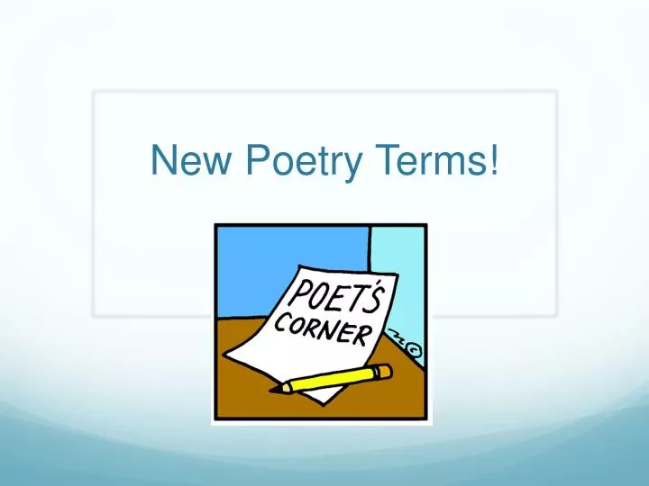 new poetry terms