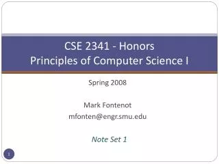 cse 2341 honors principles of computer science i