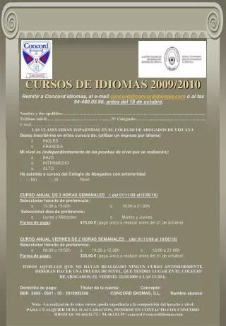 cursos de idiomas 2009 2010