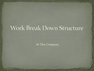 Work Break Down Structure