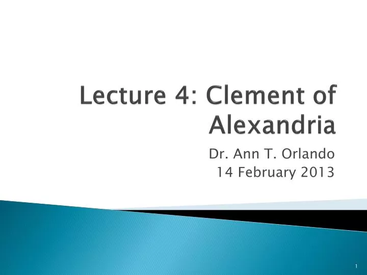 lecture 4 clement of alexandria