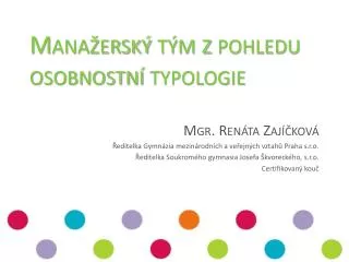 mana ersk t m z pohledu osobnostn typologie