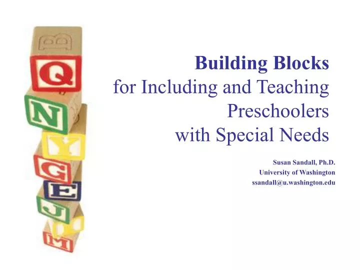 building blocks for including and teaching preschoolers with special needs