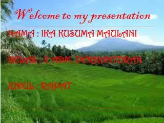 welcome to my presentation