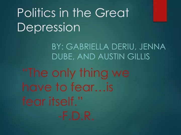 politics in the great depression