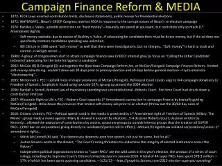 Campaign Finance Reform &amp; MEDIA