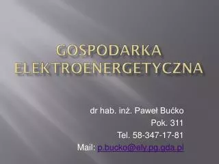 GOSPODARKA ELEKTROENERGETYCZNA