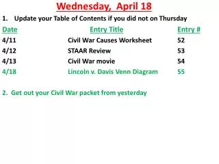 wednesday april 18