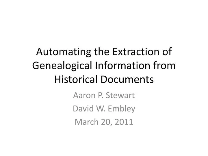 automating the extraction of genealogical information from historical documents