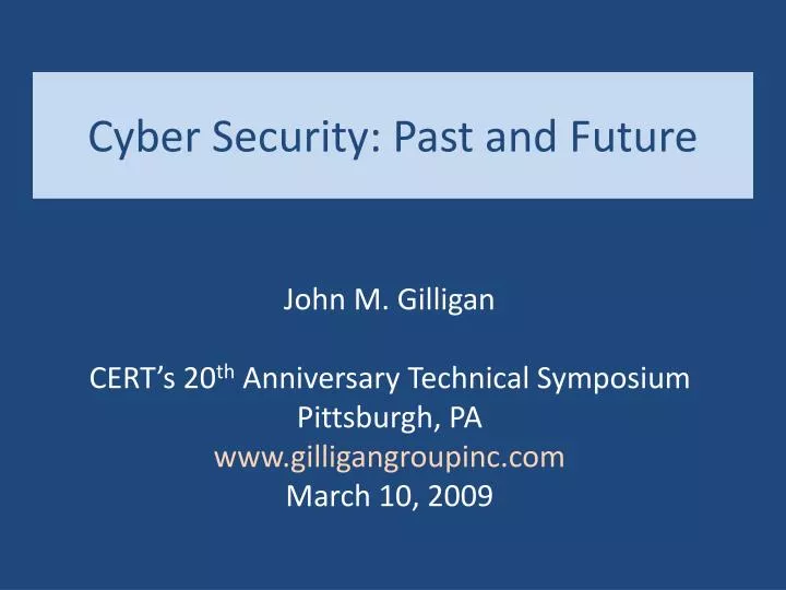 cyber security past and future