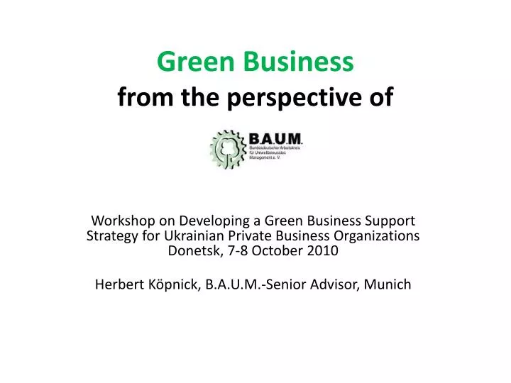 green business from the perspective of