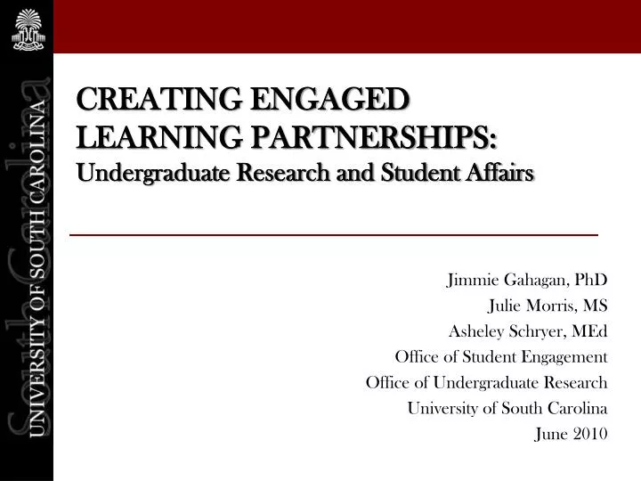 creating engaged learning partnerships undergraduate research and student affairs