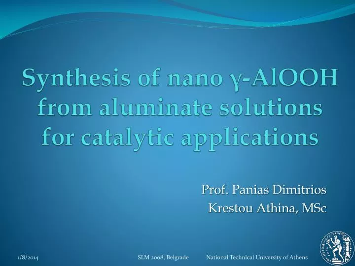 synthesis of nano alooh from aluminate solutions for catalytic applications