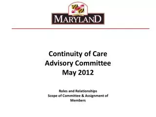Continuity of Care Advisory Committee May 2012