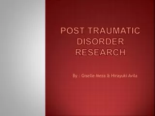 Post Traumatic Disorder Research