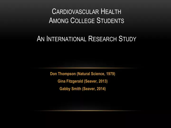cardio v ascular health among college students an international research study